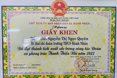 GIẤY KHEN NGUYỄN THỊ NGỌC QUYÊN
