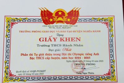 HỘI THI OLYMPIC TÀI NĂNG TIẾNG ANH CẤP HUYỆN NĂM HỌC 2024-2025